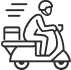 Icono de transportista en moto | Bombonería Pons