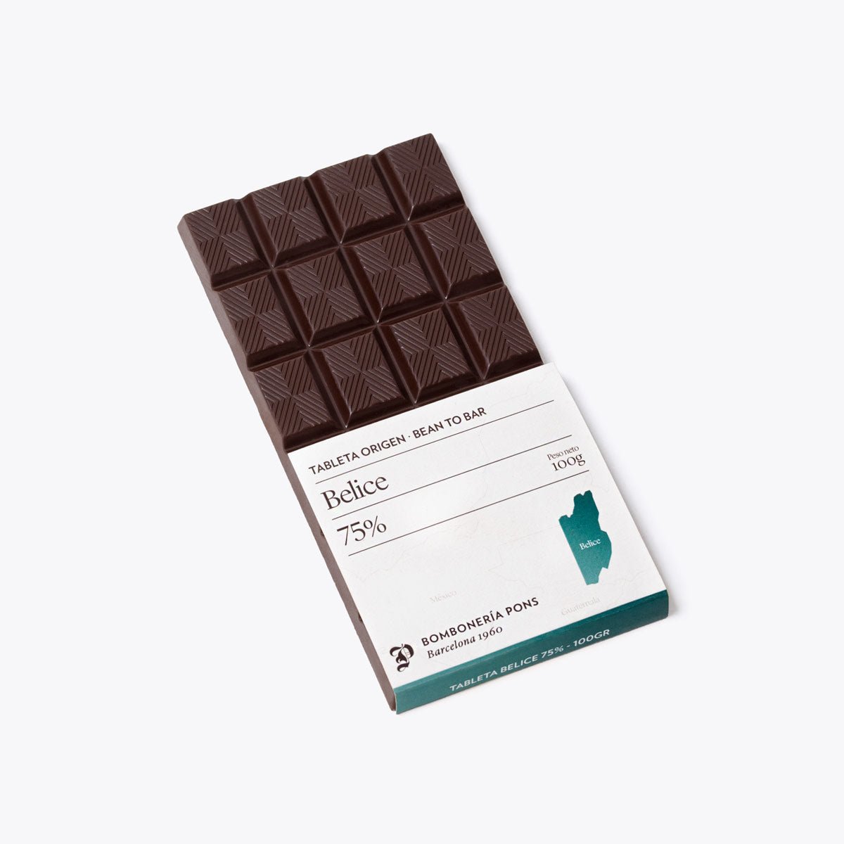 Belice - Tableta de chocolate negro 75% - 100g - Bombonería Pons -