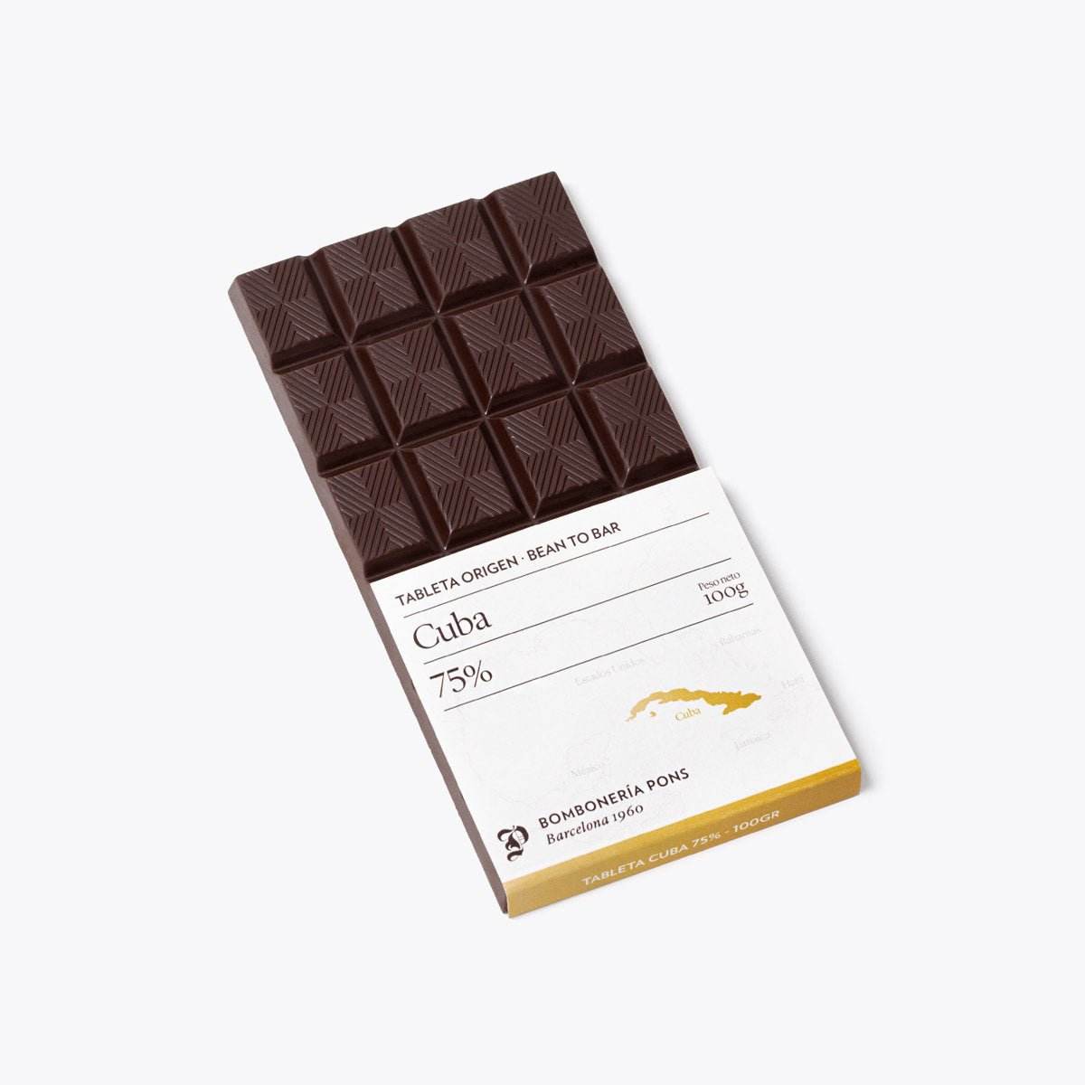 Cuba - Tableta de chocolate negro 66% - 100g - Bombonería Pons