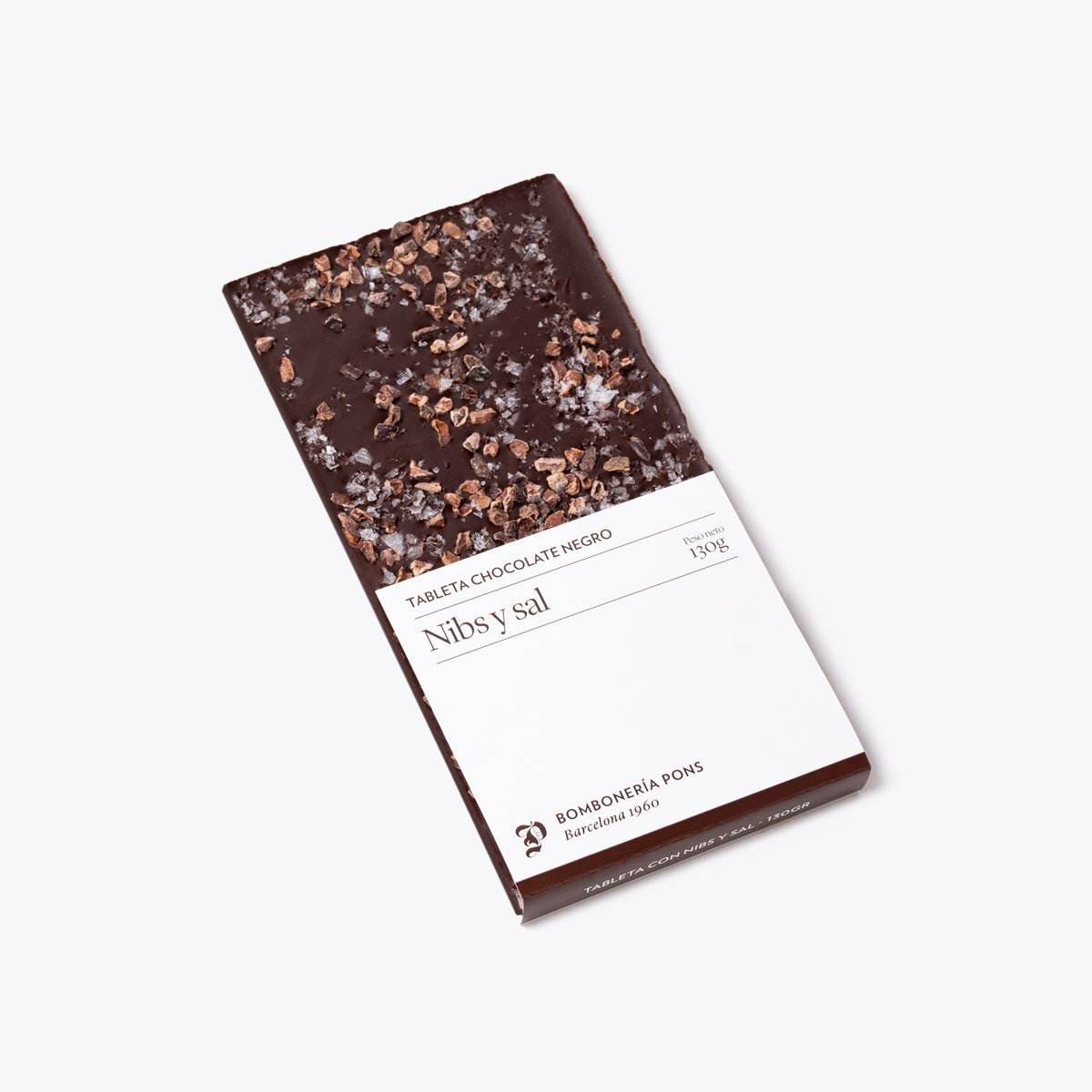 Tableta con Nibs y Sal - 130g - Bombonería Pons