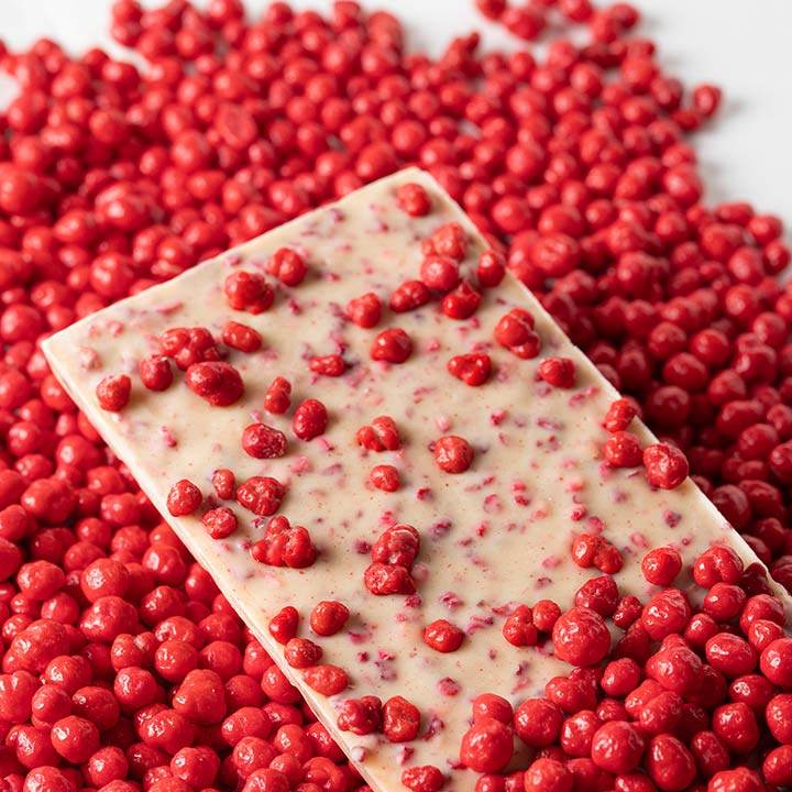 Tableta de chocolate Blanco con Frambuesa -130g - Bombonería Pons
