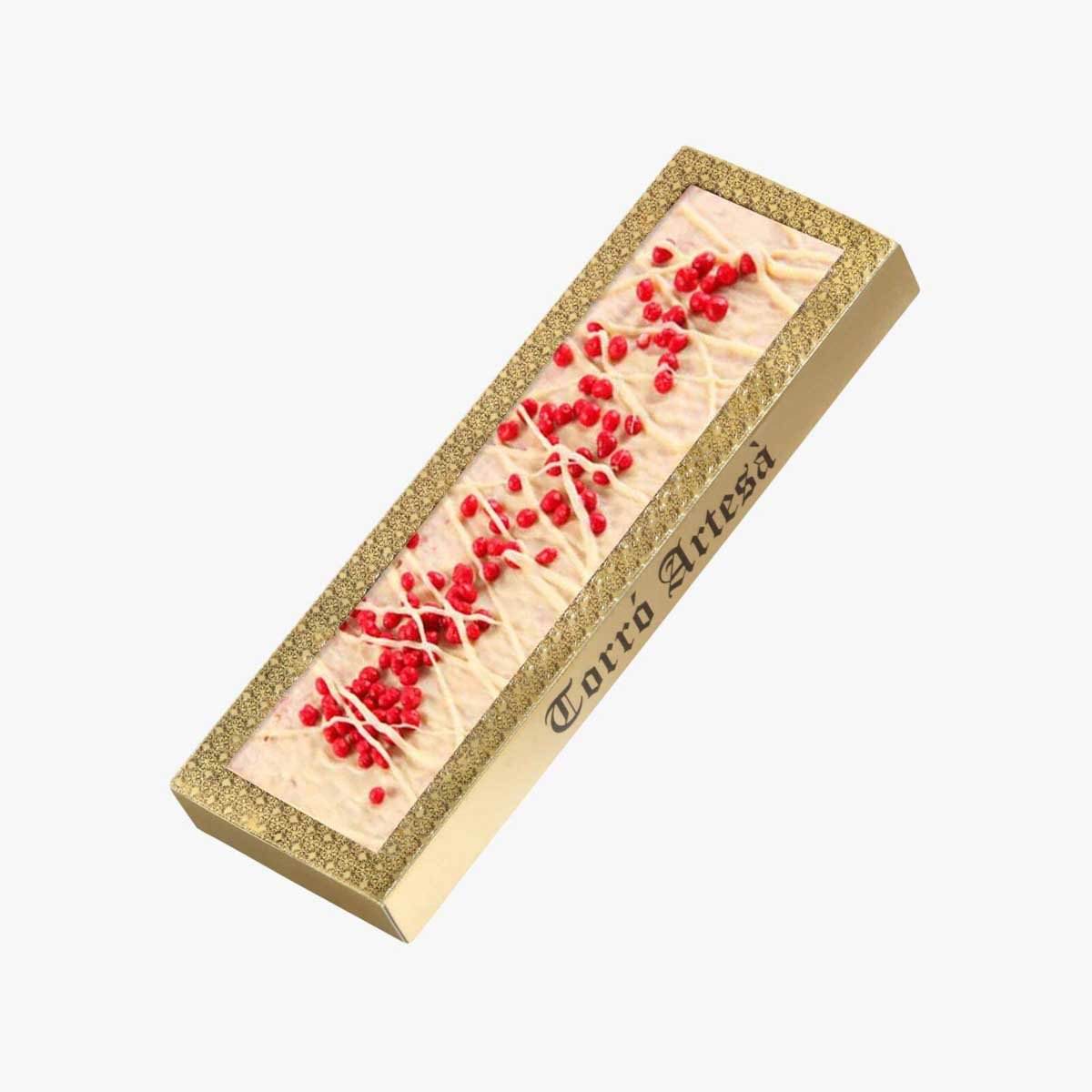 Turrón Crujiente de Frambuesa Blanco - 300g - Bombonería Pons