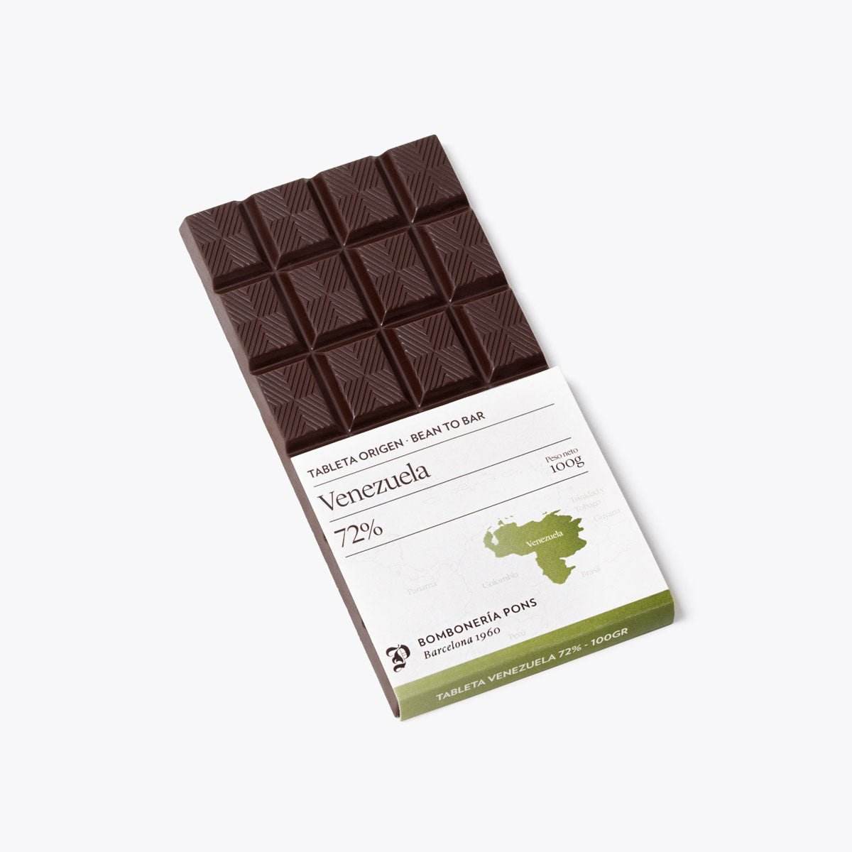 Venezuela - Tableta de chocolate negro 72% - 100g - Bombonería Pons