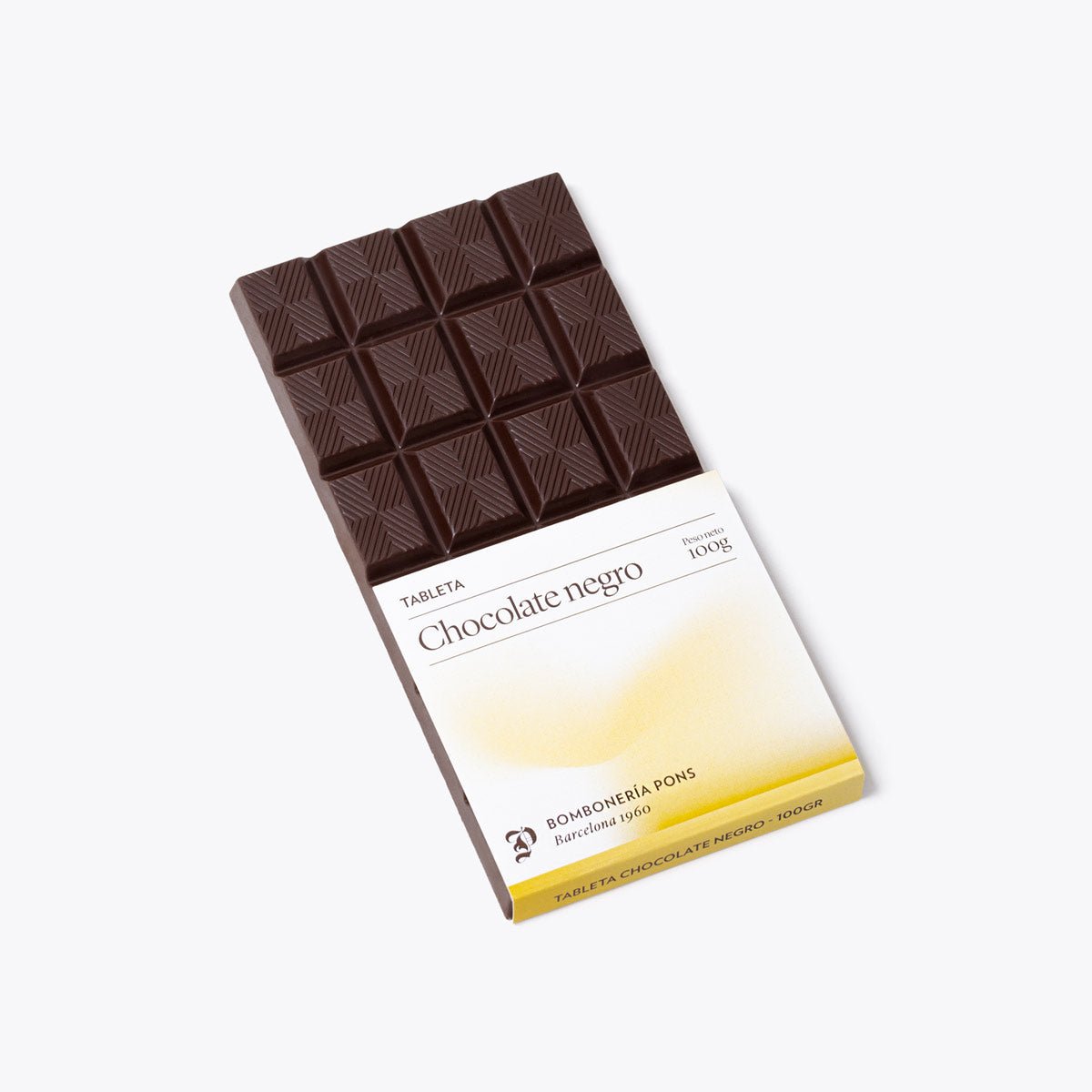 Tableta Chocolate Negro - 100g - Bombonería Pons - Tabletas Clásicas